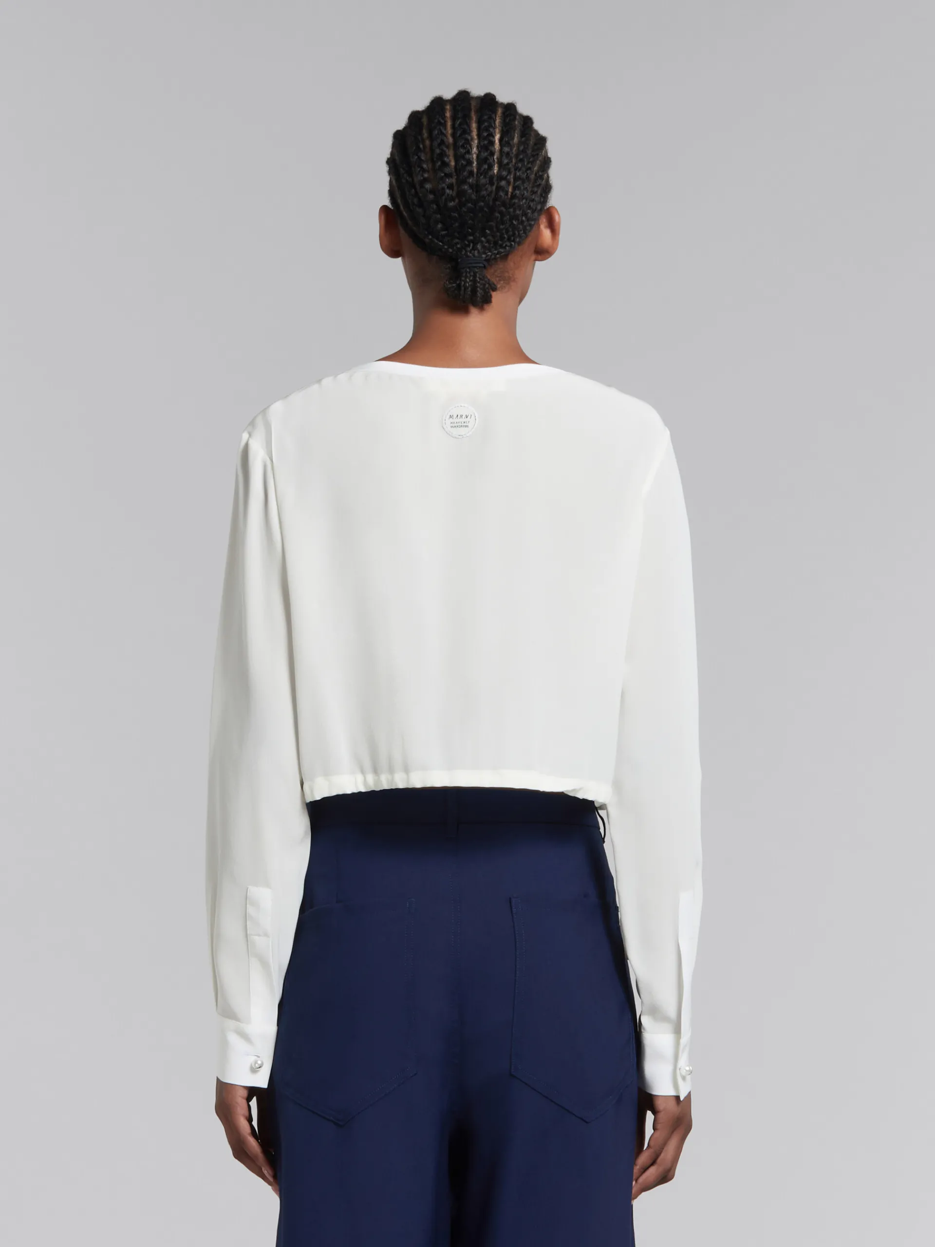 Tops & T-Shirts>Marni White Crêpe De Chine Drawstring Top STONEWHITE