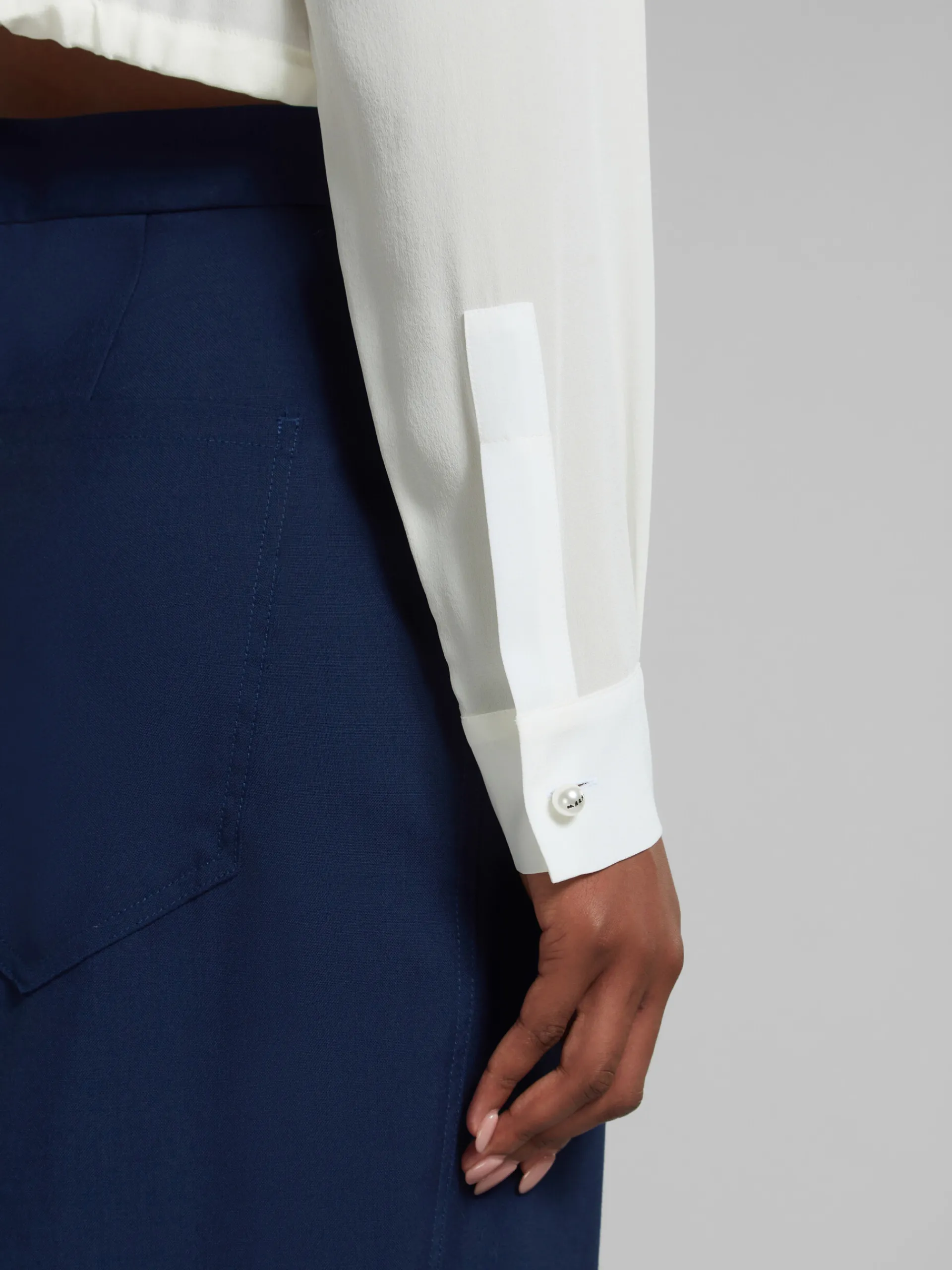 Tops & T-Shirts>Marni White Crêpe De Chine Drawstring Top STONEWHITE