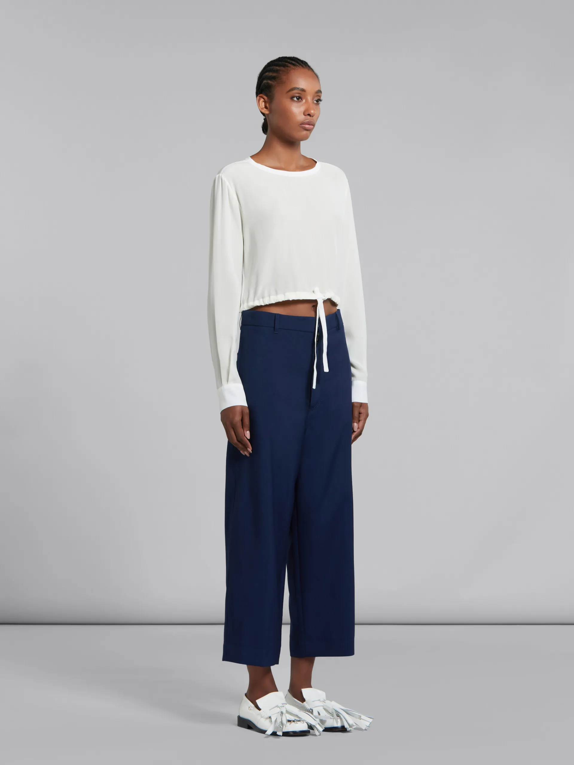 Tops & T-Shirts>Marni White Crêpe De Chine Drawstring Top STONEWHITE