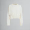 Knitwear>Marni White Dishevelled Cotton Cropped Jumper LILYWHITE