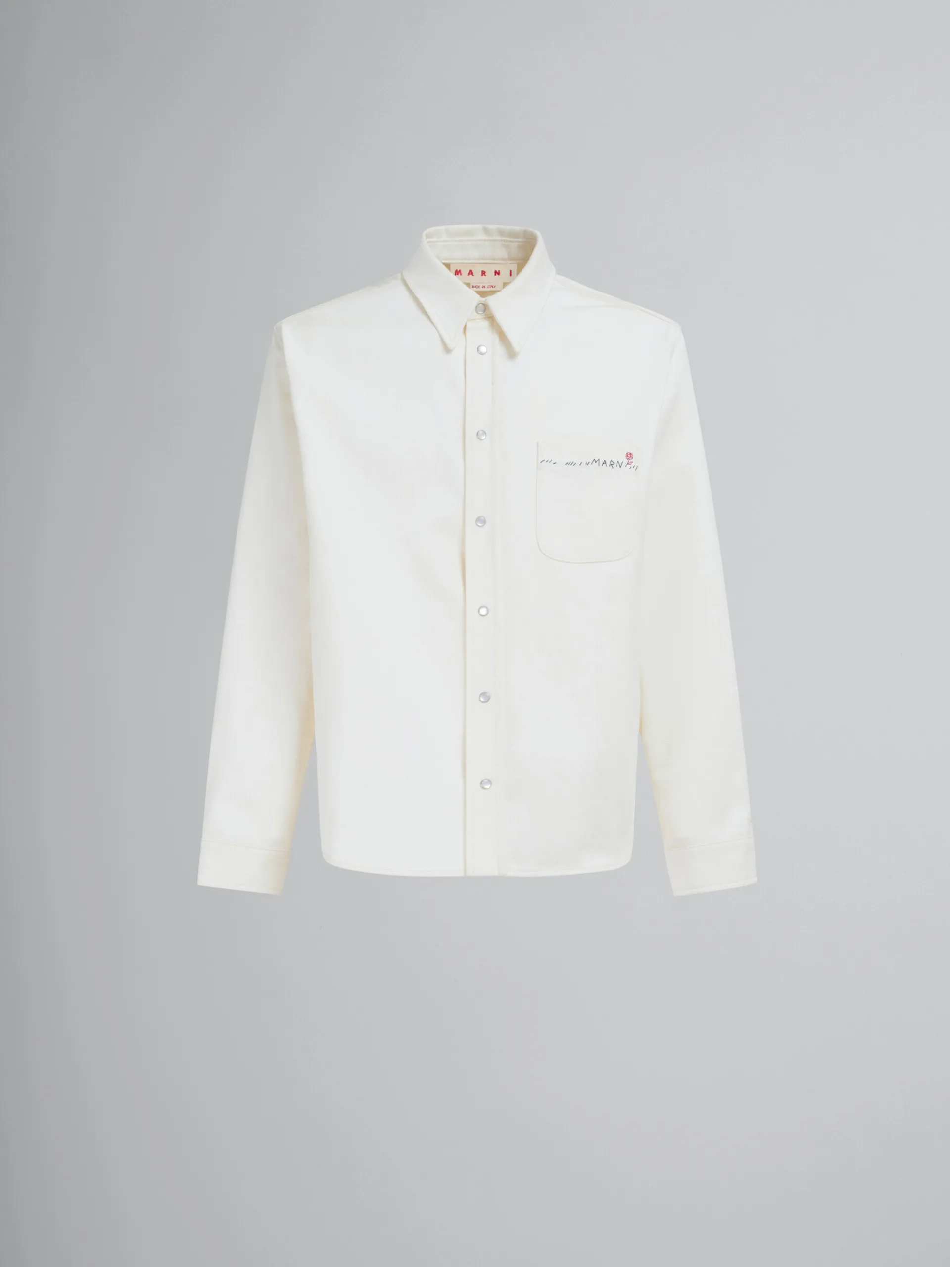 Tops & T-Shirts>Marni White Drill Shirt With Mending LILYWHITE