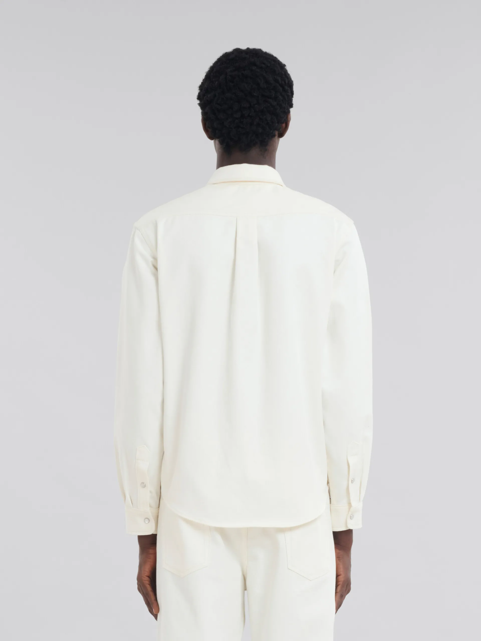 Tops & T-Shirts>Marni White Drill Shirt With Mending LILYWHITE
