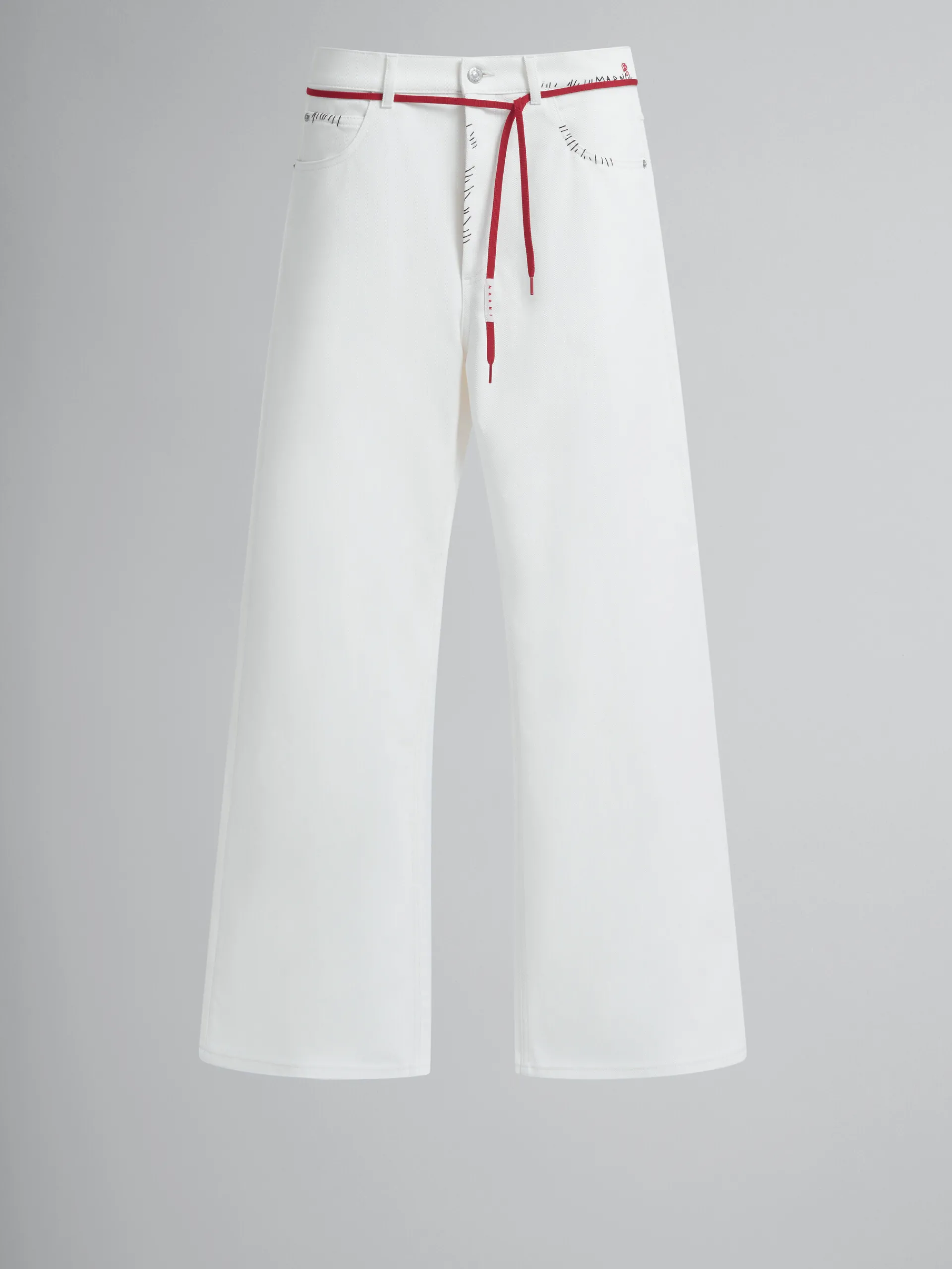 Pants>Marni White Drill Trousers With Mending LILYWHITE