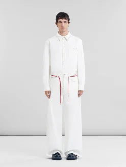Pants>Marni White Drill Trousers With Mending LILYWHITE