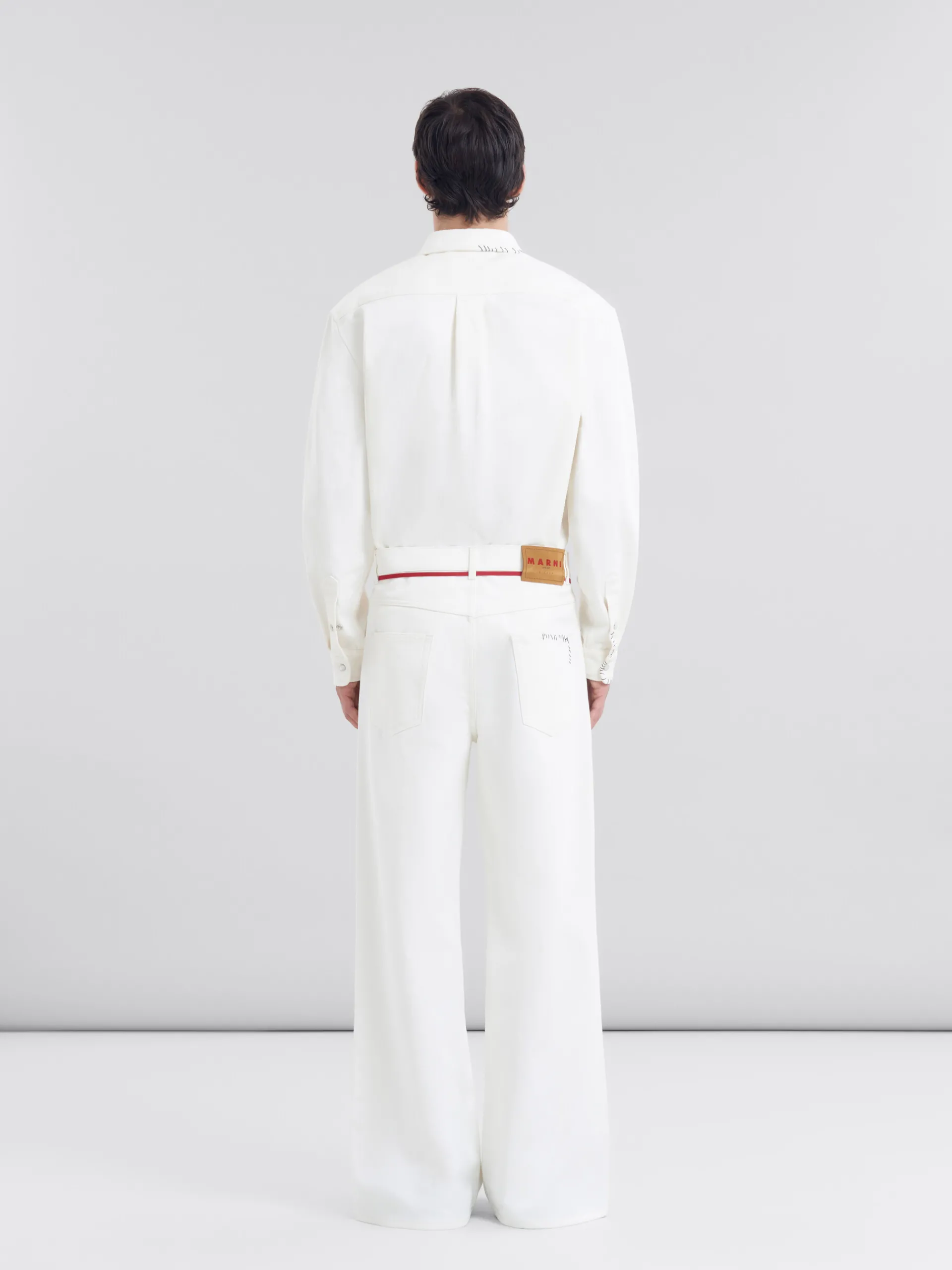 Pants>Marni White Drill Trousers With Mending LILYWHITE