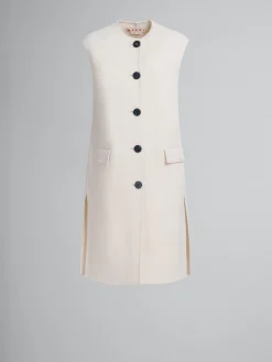 Coats & Jackets>Marni White Felt Sleeveless Jacket ANTIQUEWHITE