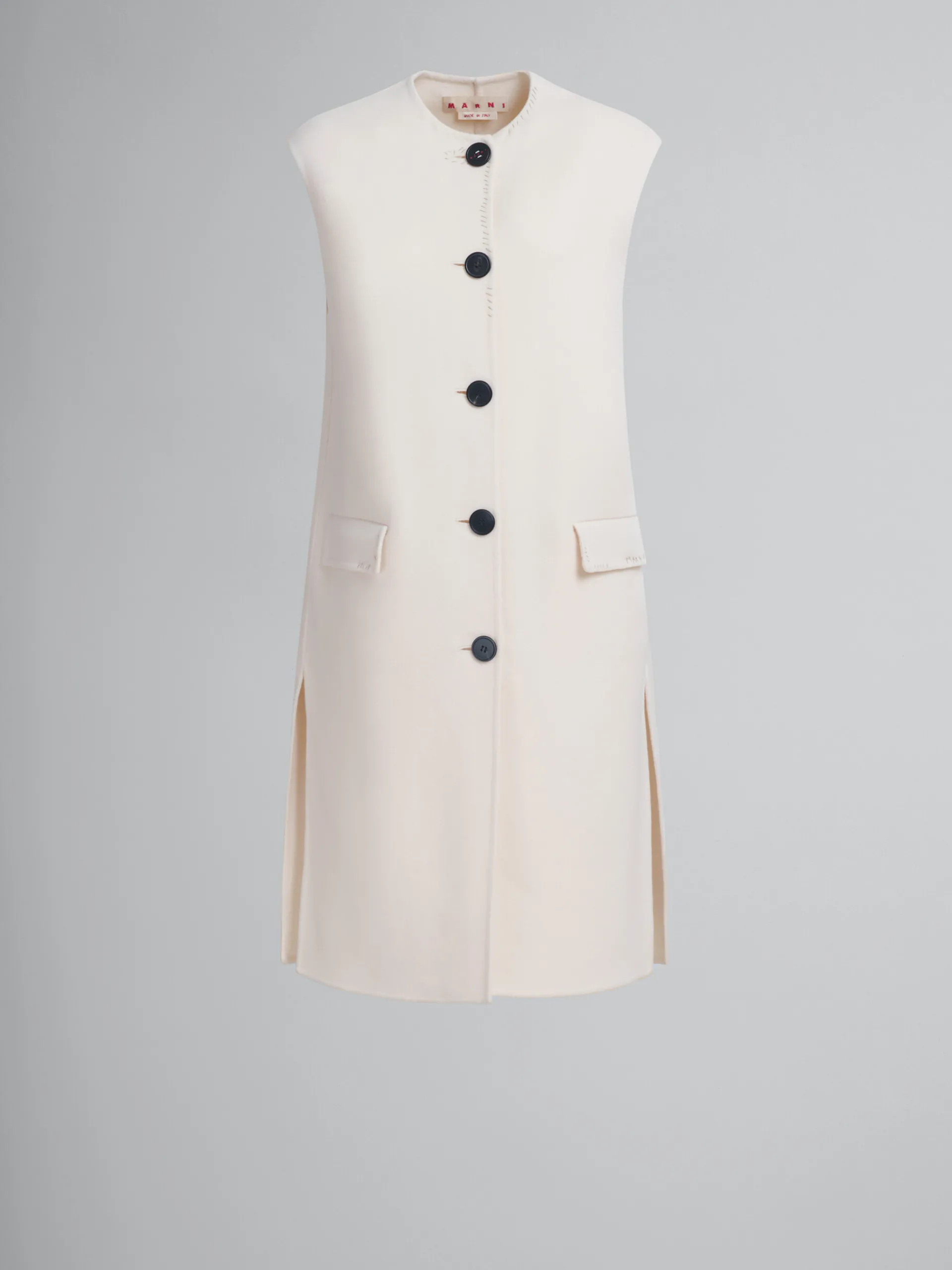 Coats & Jackets>Marni White Felt Sleeveless Jacket ANTIQUEWHITE