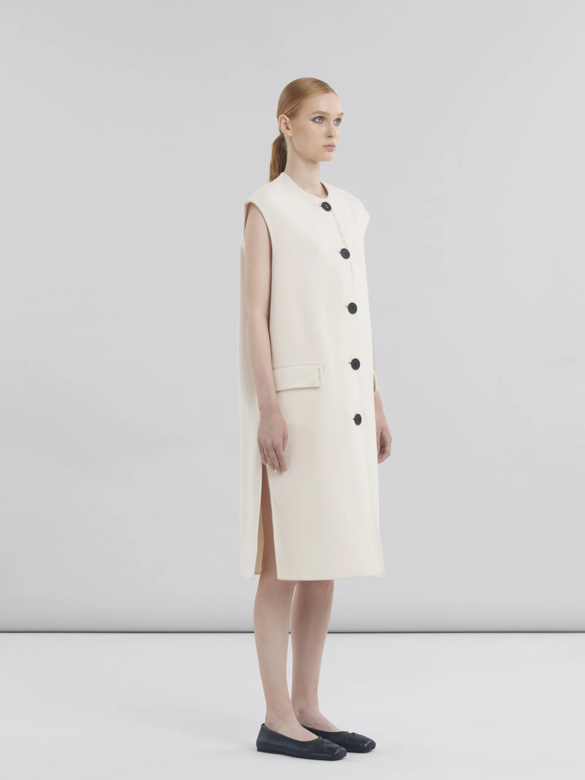 Coats & Jackets>Marni White Felt Sleeveless Jacket ANTIQUEWHITE