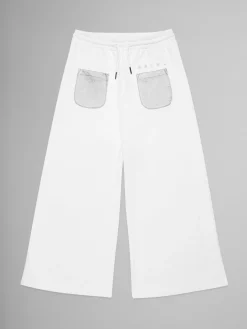 Kids>Marni White Fleece Wide Trousers With Pockets LIGHT NATURAL