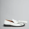 Flats>Marni White Leather Bambi Loafer With Maxi Tassels LILYWHITE