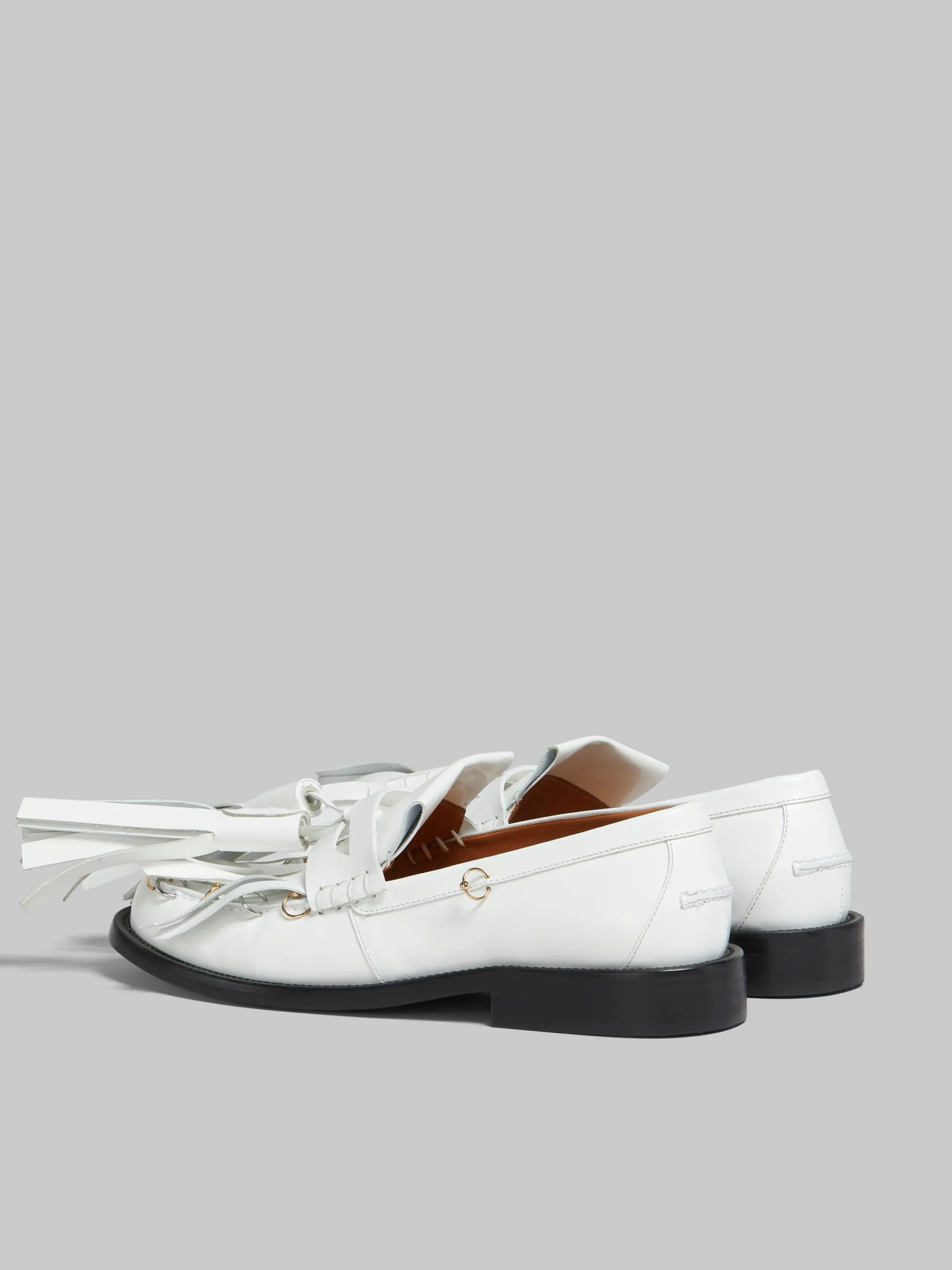 Flats>Marni White Leather Bambi Loafer With Maxi Tassels LILYWHITE