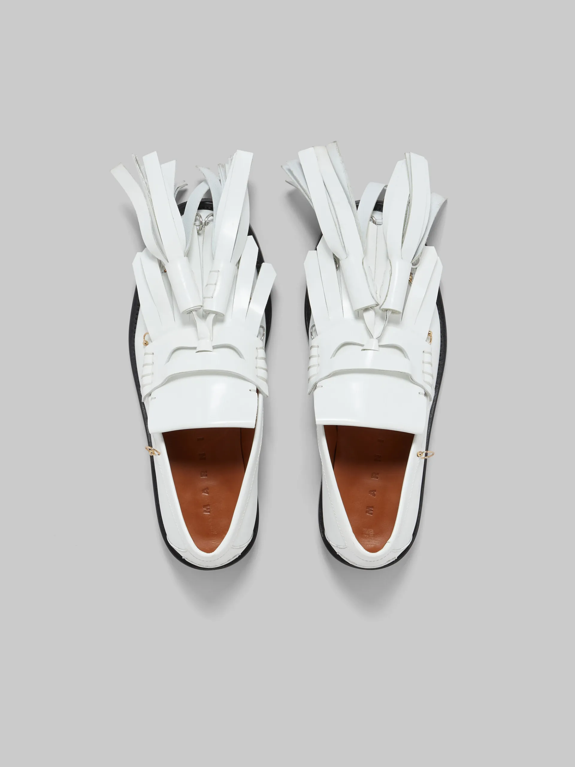 Flats>Marni White Leather Bambi Loafer With Maxi Tassels LILYWHITE