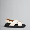 Slides & Sandals | Fussbett>Marni White Leather Fussbett SILKWHITE