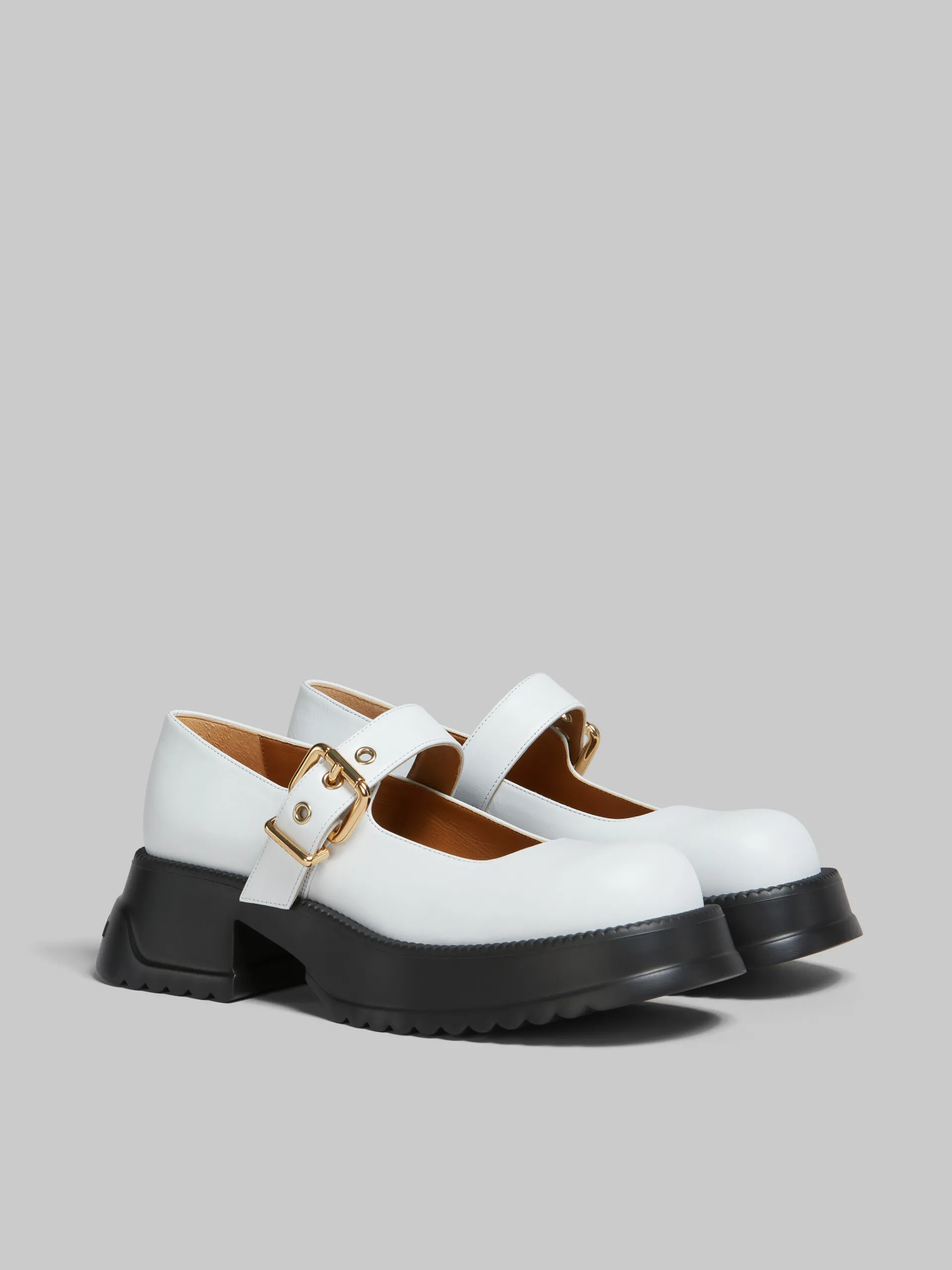 Heels | Sneakers>Marni White Leather Mary Jane With Platform Sole LILYWHITE