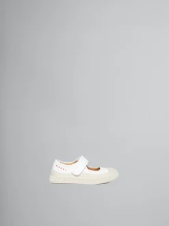 Kids>Marni White Leather Mary-Jane Sneaker WHITE/RED
