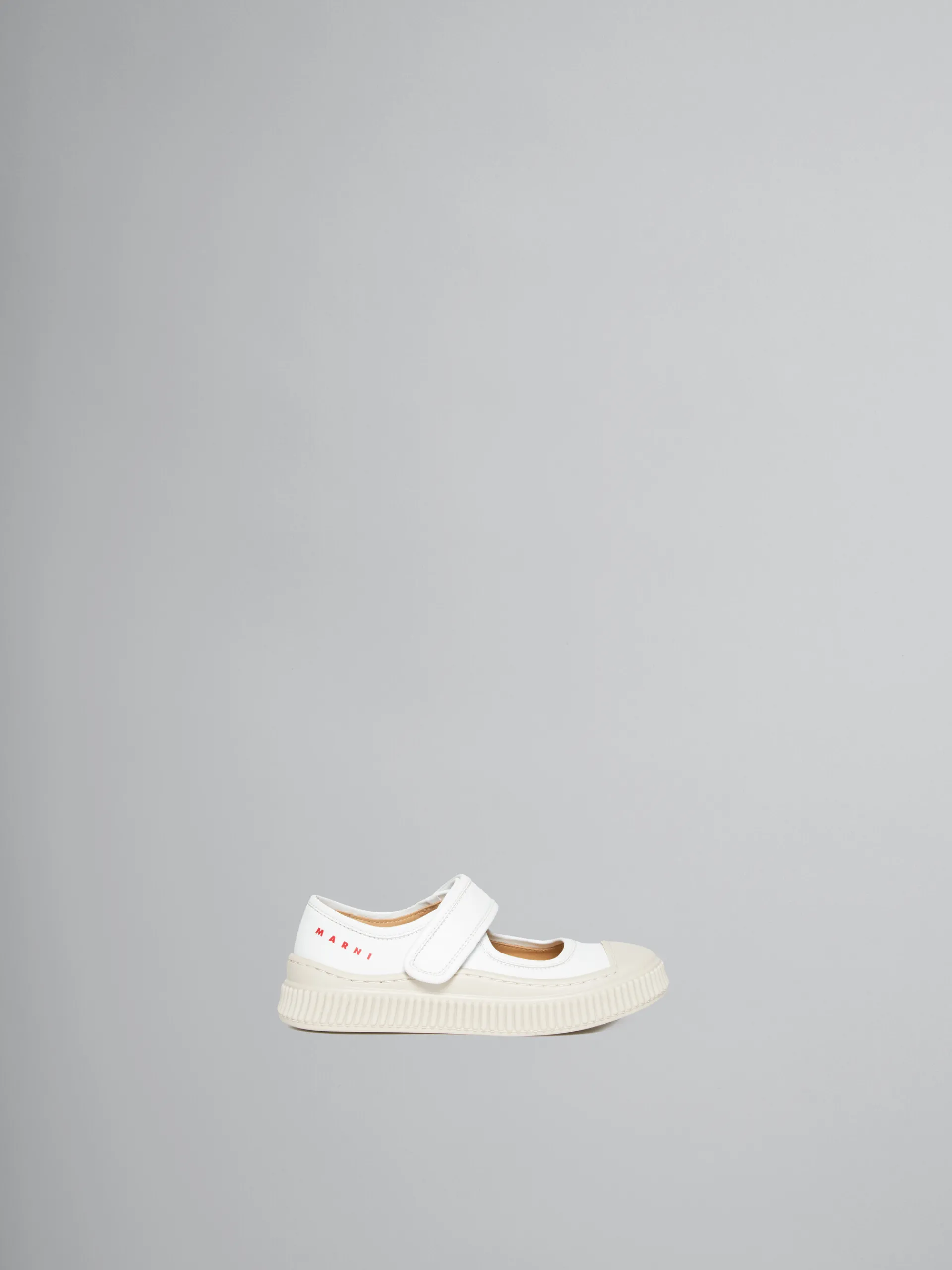Kids>Marni White Leather Mary-Jane Sneaker WHITE/RED