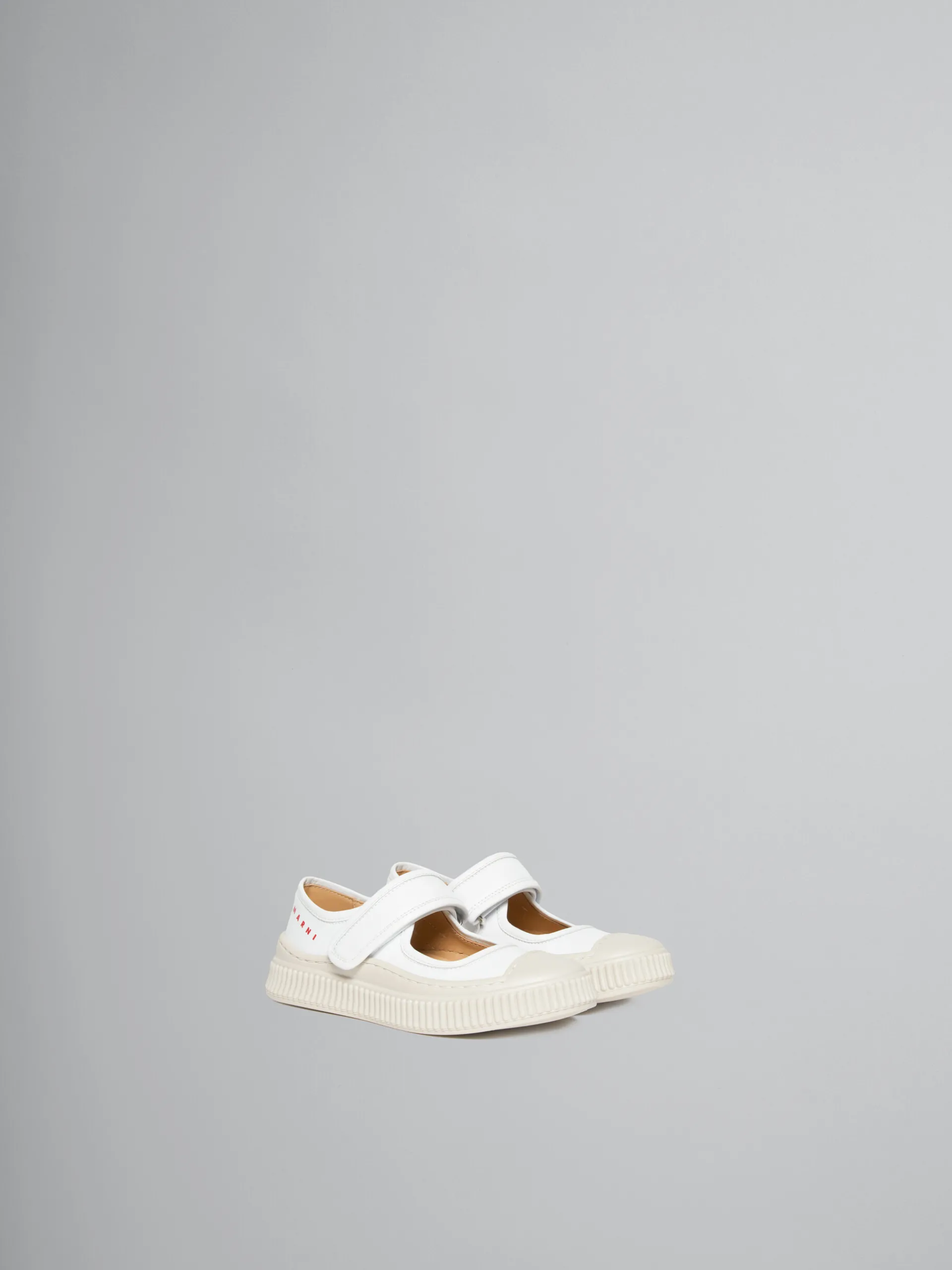 Kids>Marni White Leather Mary-Jane Sneaker WHITE/RED