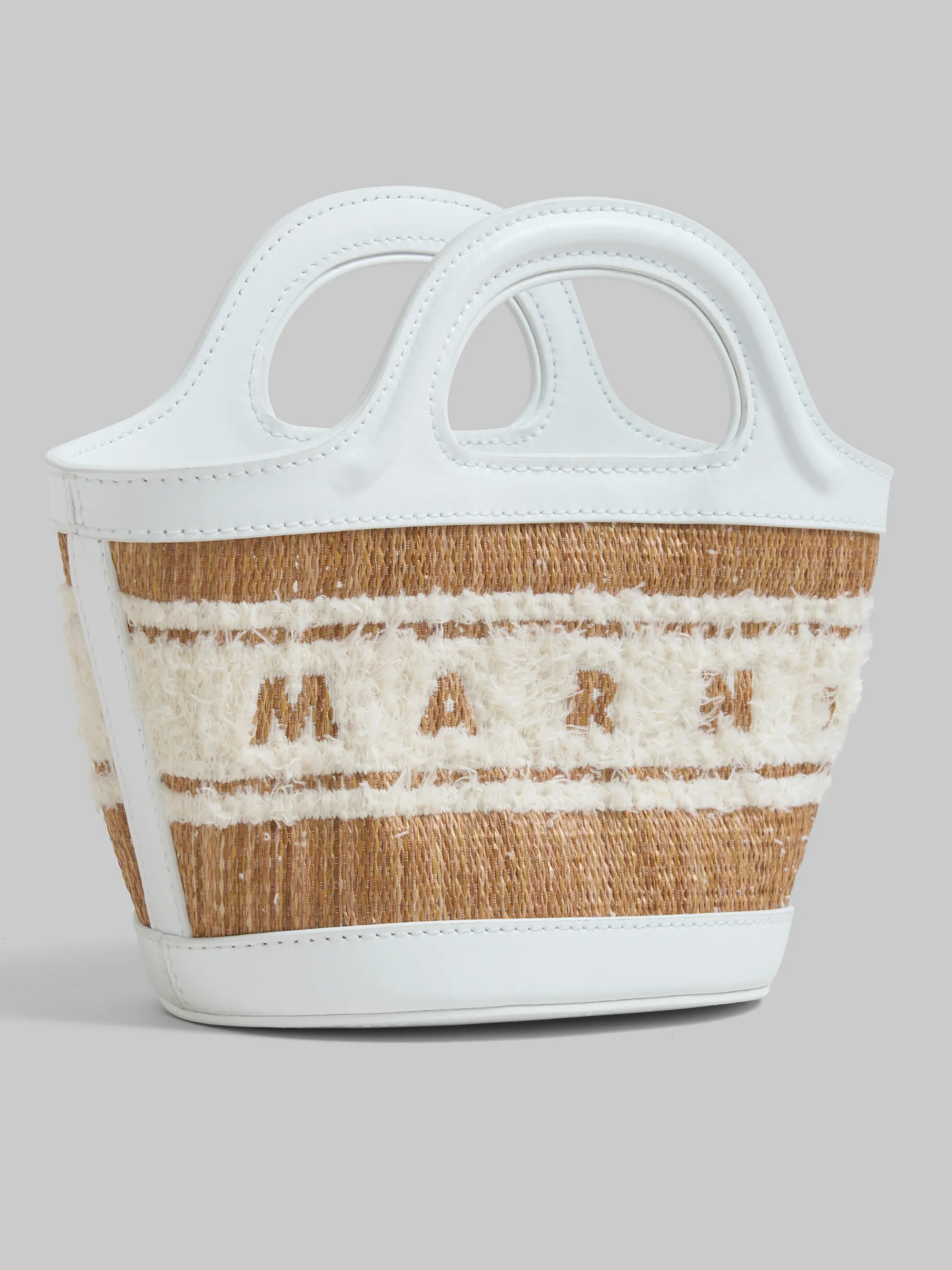 Tropicalia Bag | Handbags>Marni White Leather Raffia-effect Tropicalia Micro Bag With Tufted Logo ECRU/WHITE