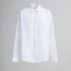 Tops & T-Shirts>Marni White Linen Shirt With Openwork Embroidery LILYWHITE