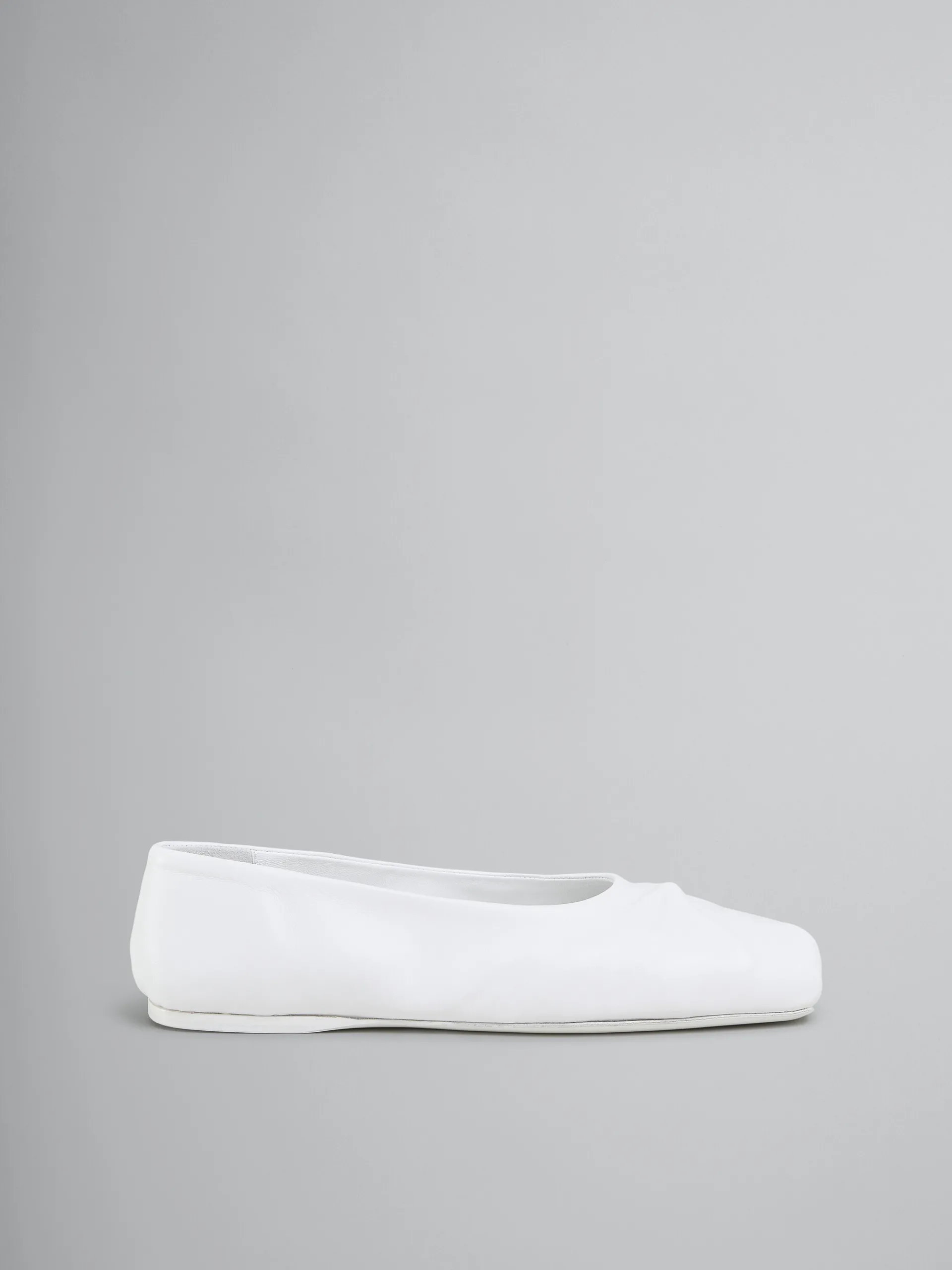 Flats>Marni White Nappa Leather Seamless Little Bow Ballet Flat LILYWHITE