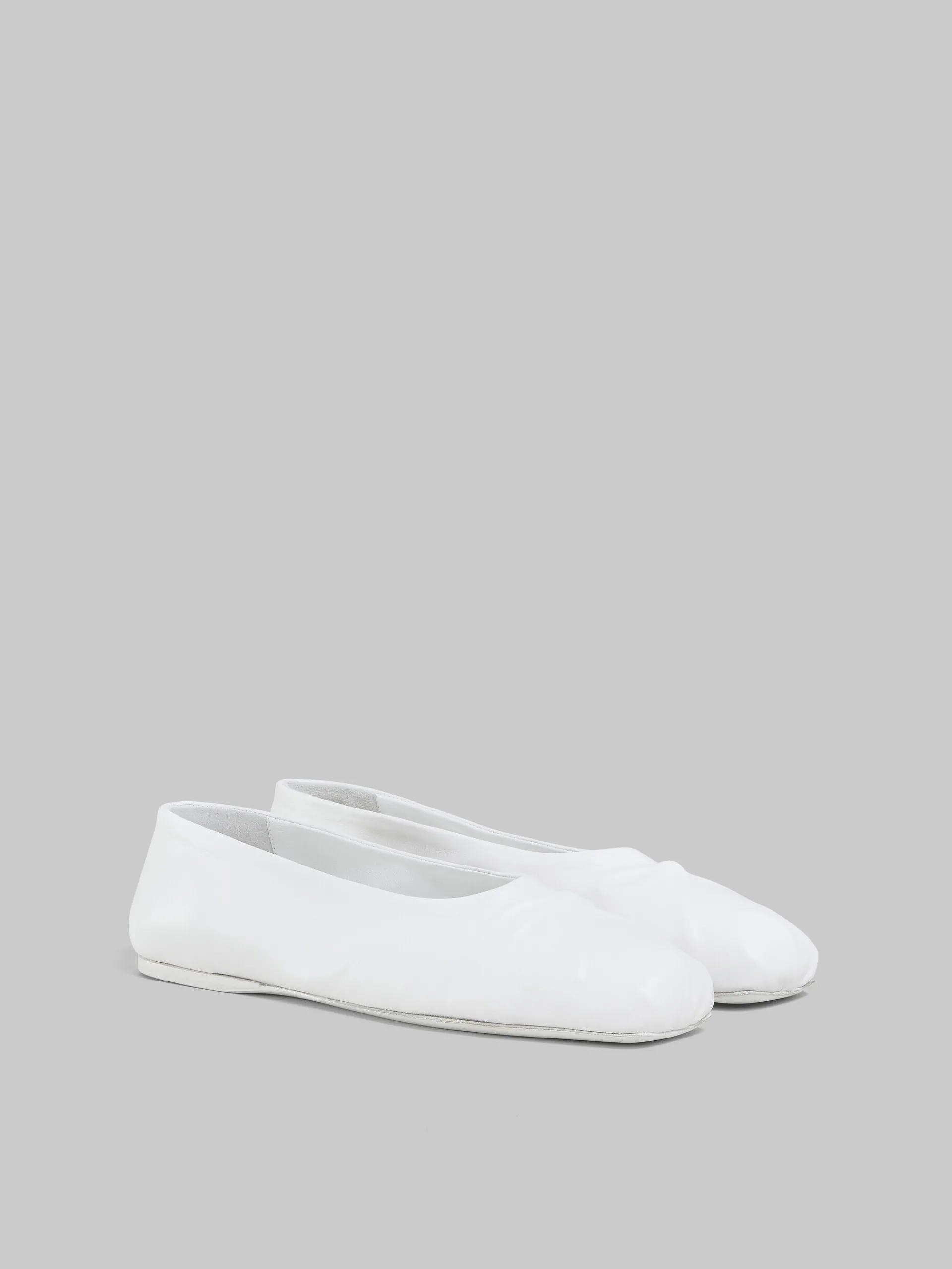 Flats>Marni White Nappa Leather Seamless Little Bow Ballet Flat LILYWHITE