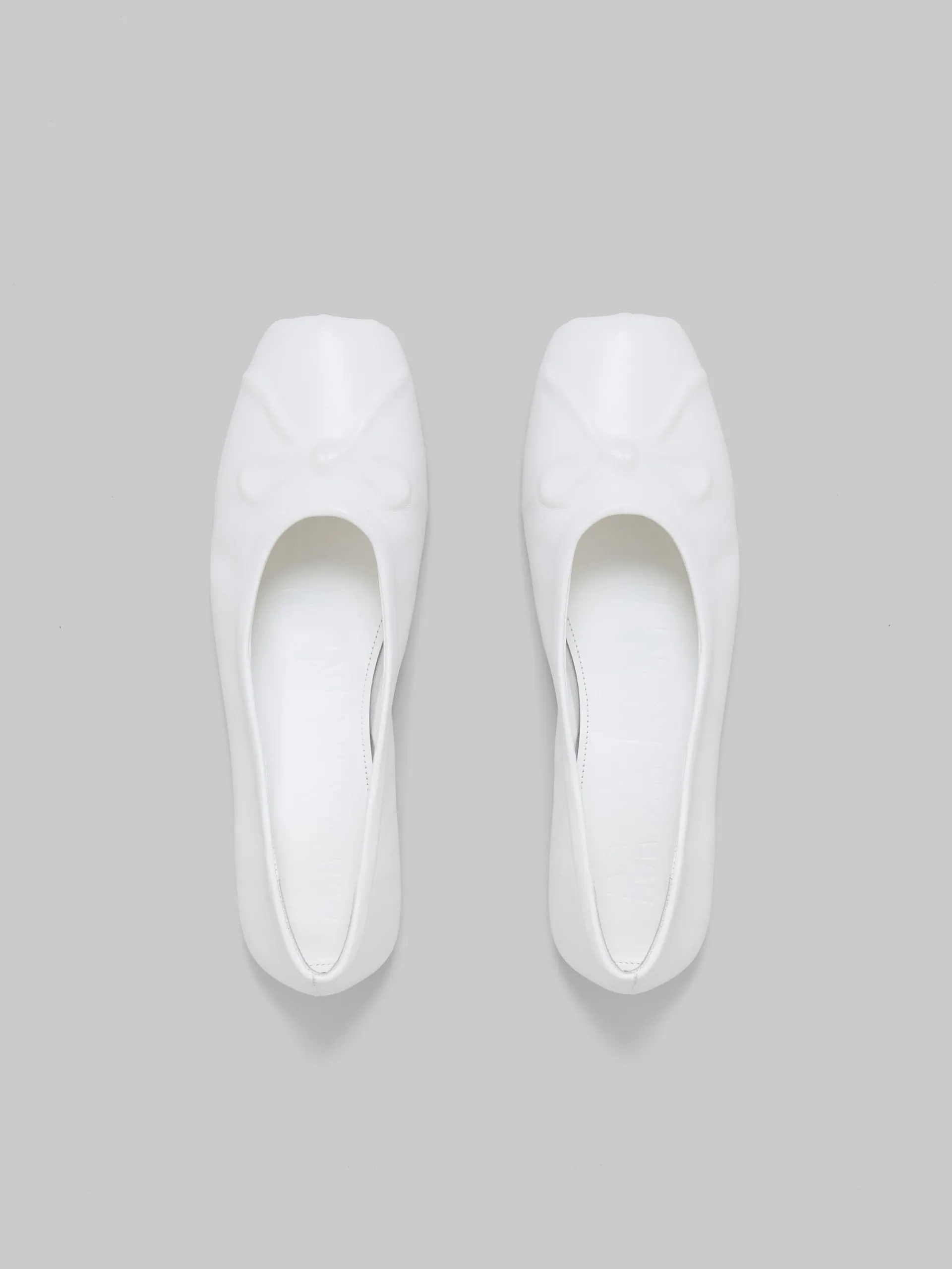 Flats>Marni White Nappa Leather Seamless Little Bow Ballet Flat LILYWHITE