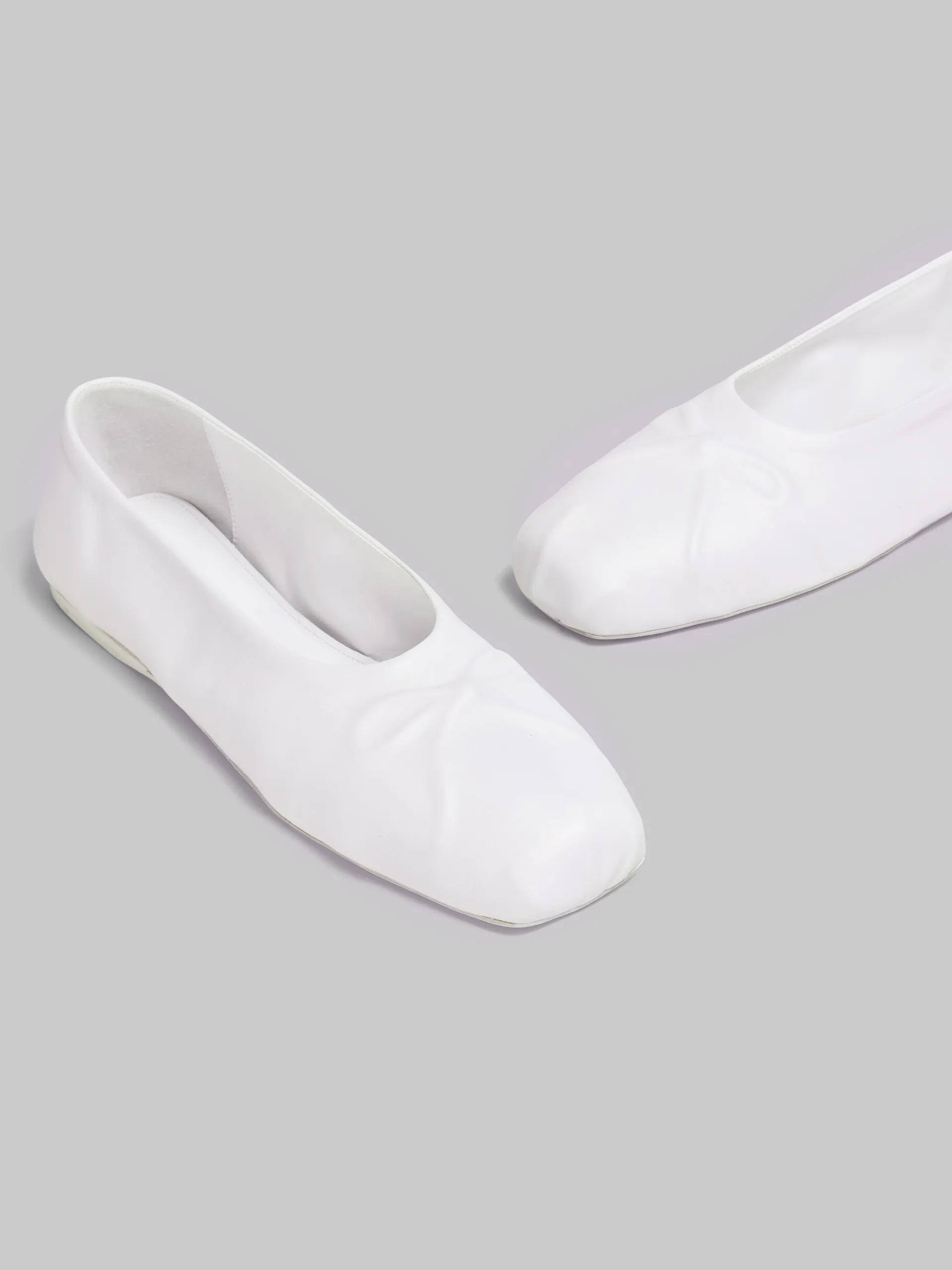 Flats>Marni White Nappa Leather Seamless Little Bow Ballet Flat LILYWHITE