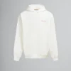 Sweatshirts>Marni White Organic Cotton Hoodie With Wrinkled Logo NATURAL WHITE