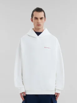 Sweatshirts>Marni White Organic Cotton Hoodie With Wrinkled Logo NATURAL WHITE