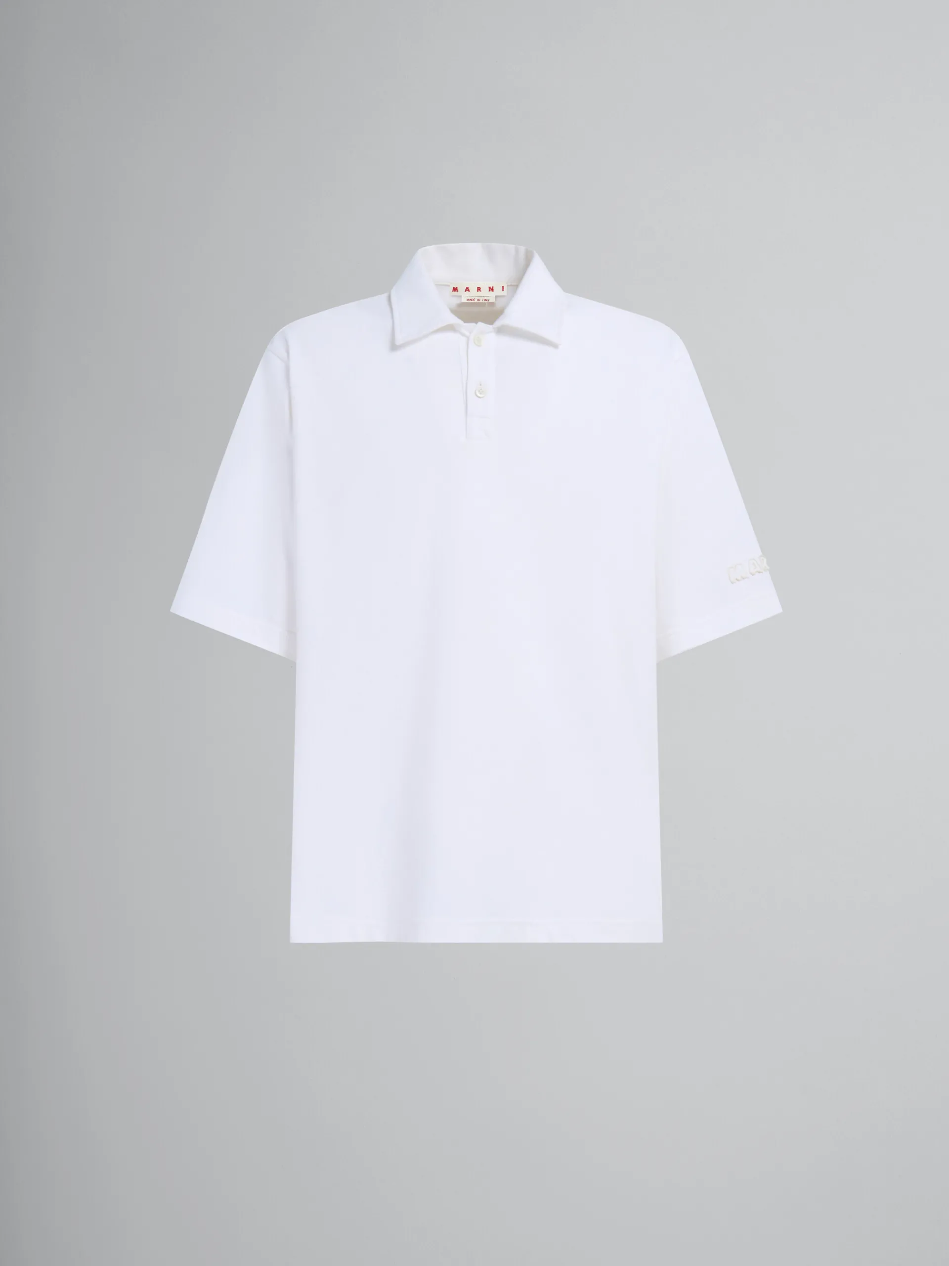 Tops & T-Shirts>Marni White Organic Cotton Oversized Polo Shirt With Patches LILYWHITE