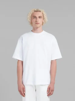 Tops & T-Shirts>Marni White Organic Cotton Oversized T-shirt With Patches LILYWHITE