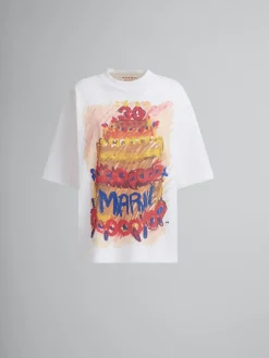 Tops & T-Shirts | Tops & T-Shirts>Marni White Organic Cotton T-shirt With 30th Anniversary Print LILYWHITE