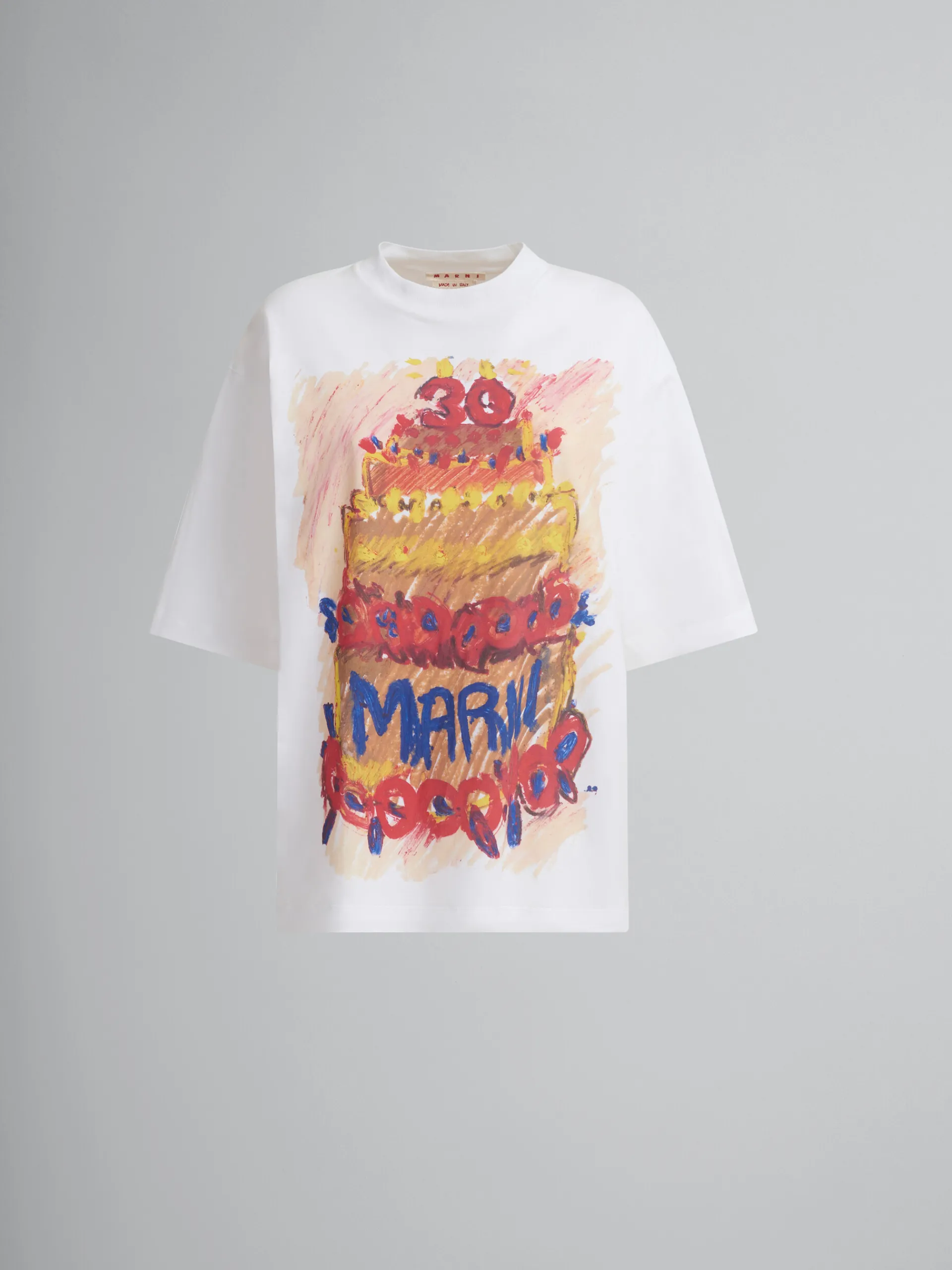 Tops & T-Shirts | Tops & T-Shirts>Marni White Organic Cotton T-shirt With 30th Anniversary Print LILYWHITE