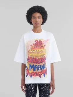 Tops & T-Shirts | Tops & T-Shirts>Marni White Organic Cotton T-shirt With 30th Anniversary Print LILYWHITE