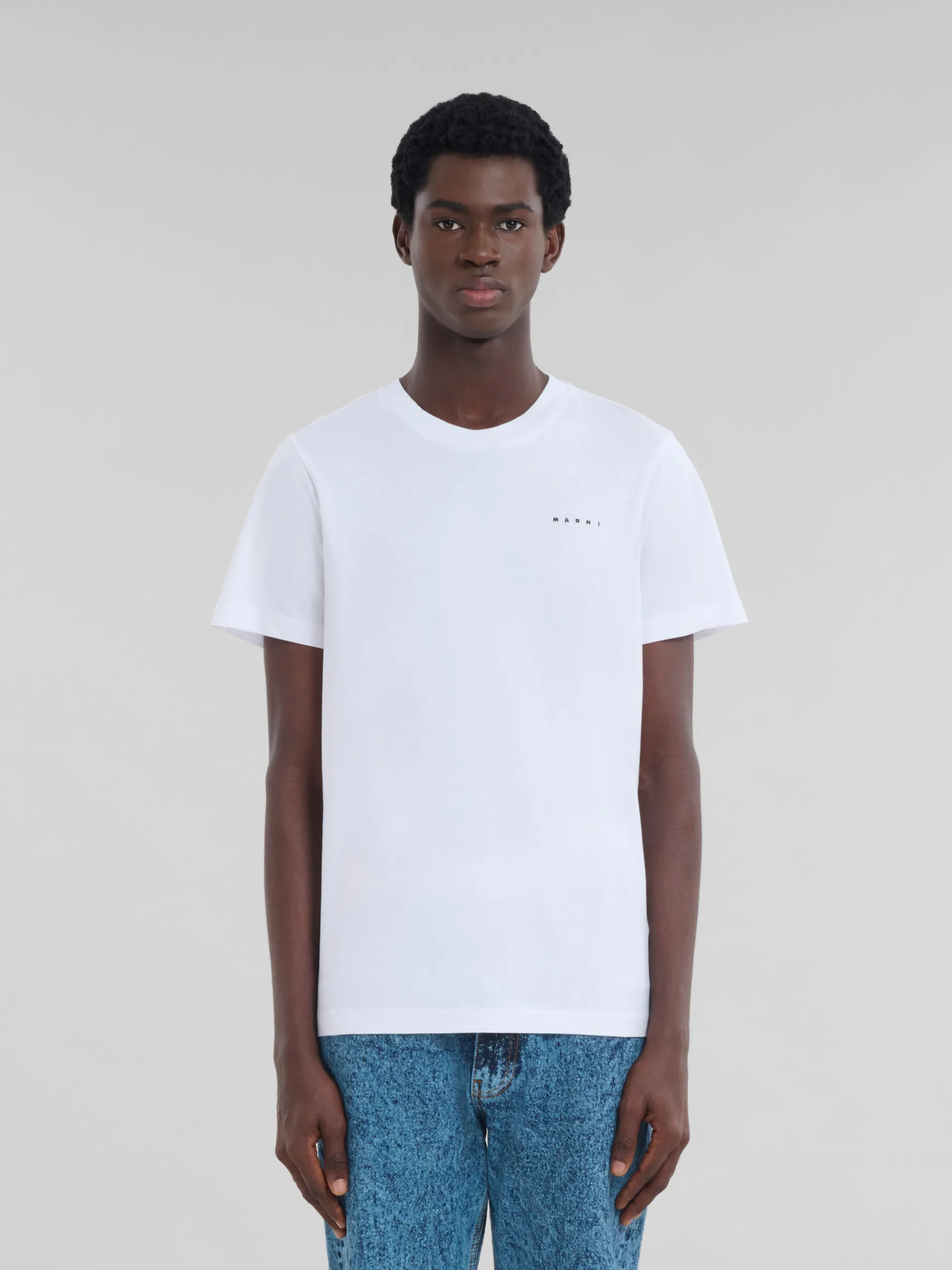 Tops & T-Shirts>Marni White Organic Cotton T-shirt With Mini Logo LILYWHITE