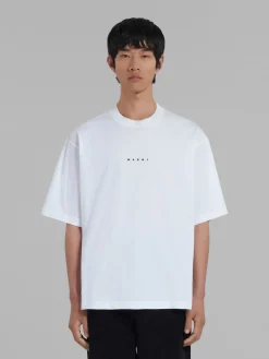 Tops & T-Shirts>Marni White Organic Cotton T-shirt With Logo LILYWHITE
