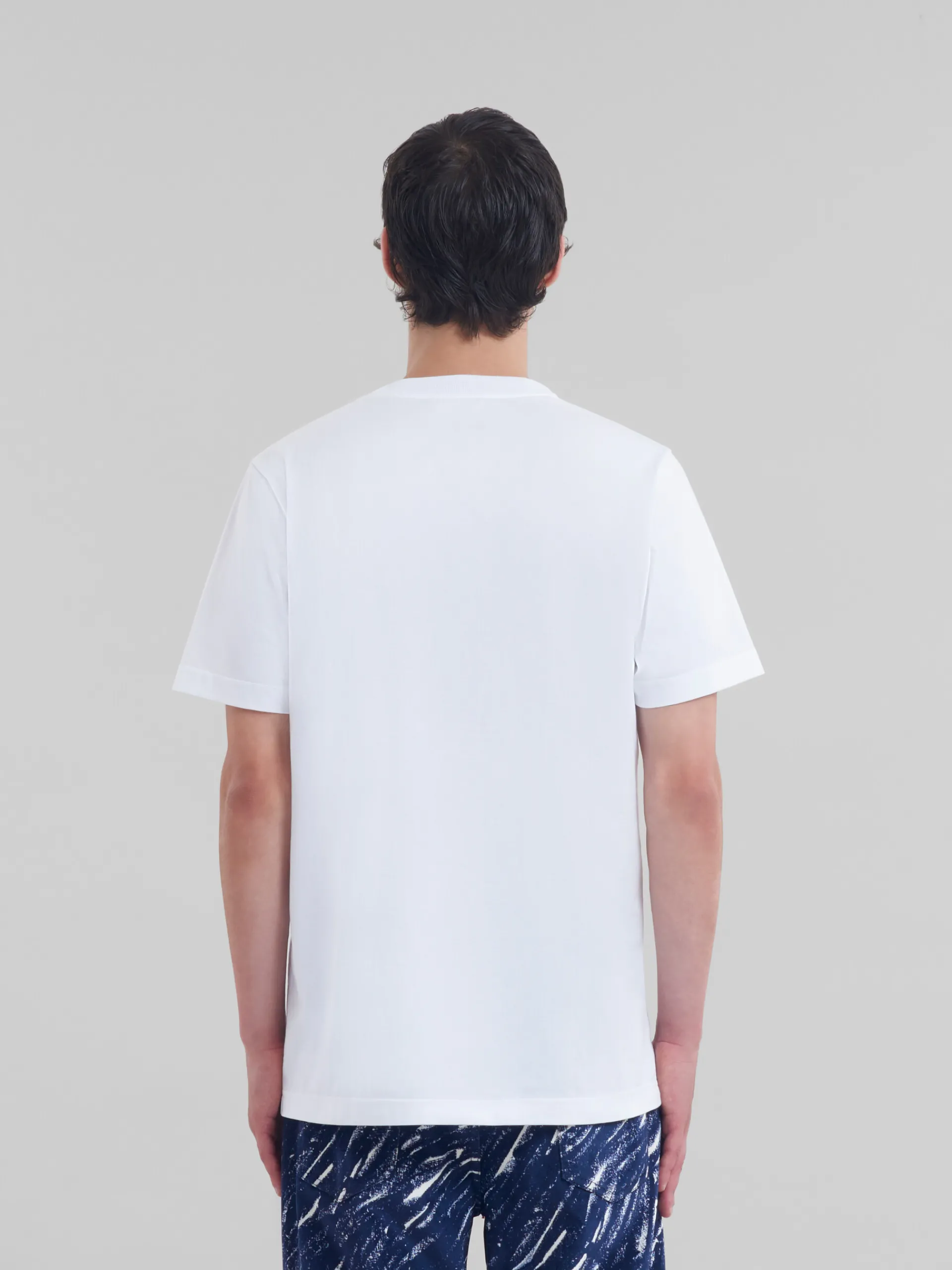 Tops & T-Shirts>Marni White Organic Cotton T-shirt With Mending Logo LILYWHITE