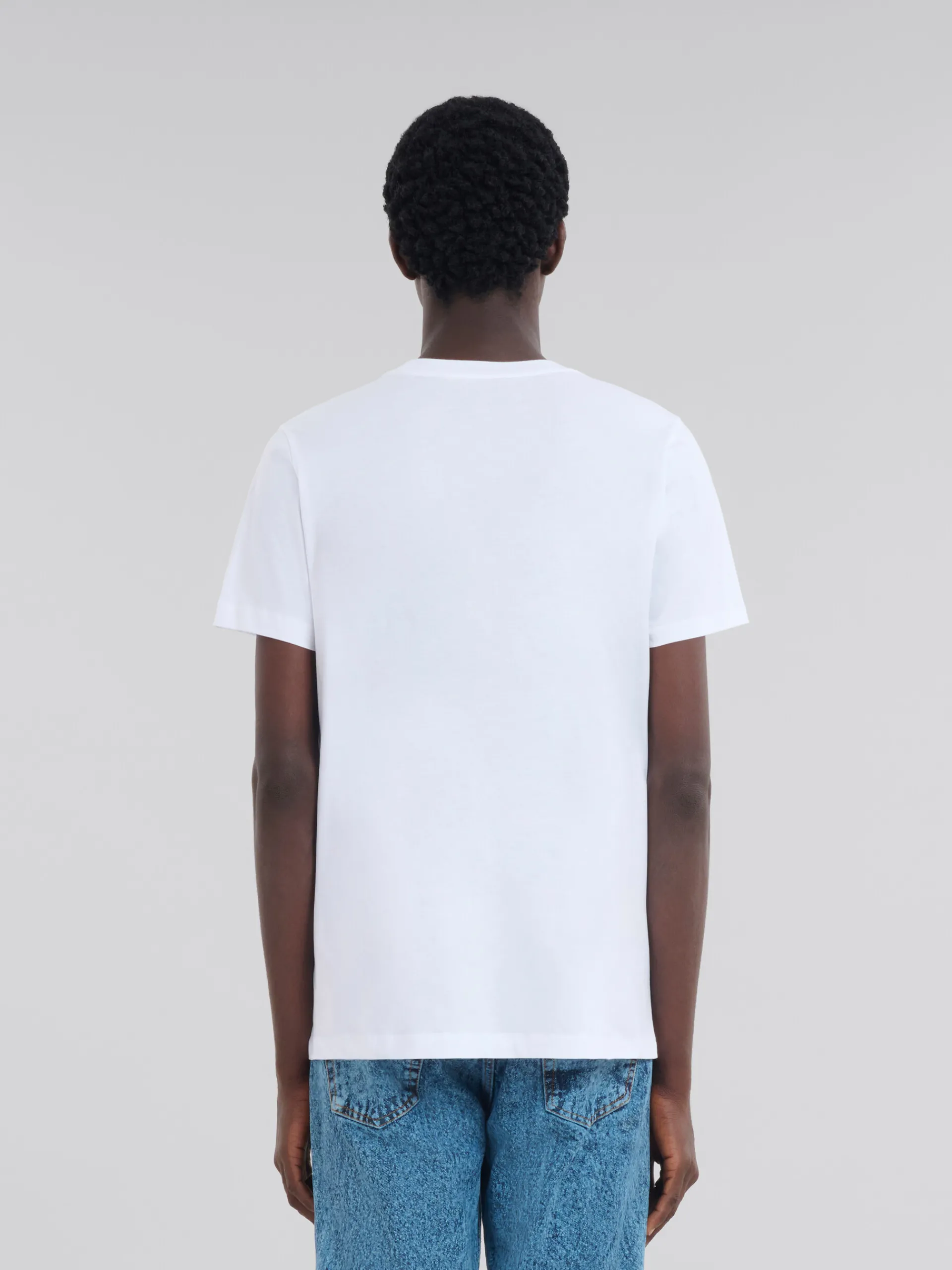 Tops & T-Shirts>Marni White Organic Cotton T-shirt With Mini Logo LILYWHITE