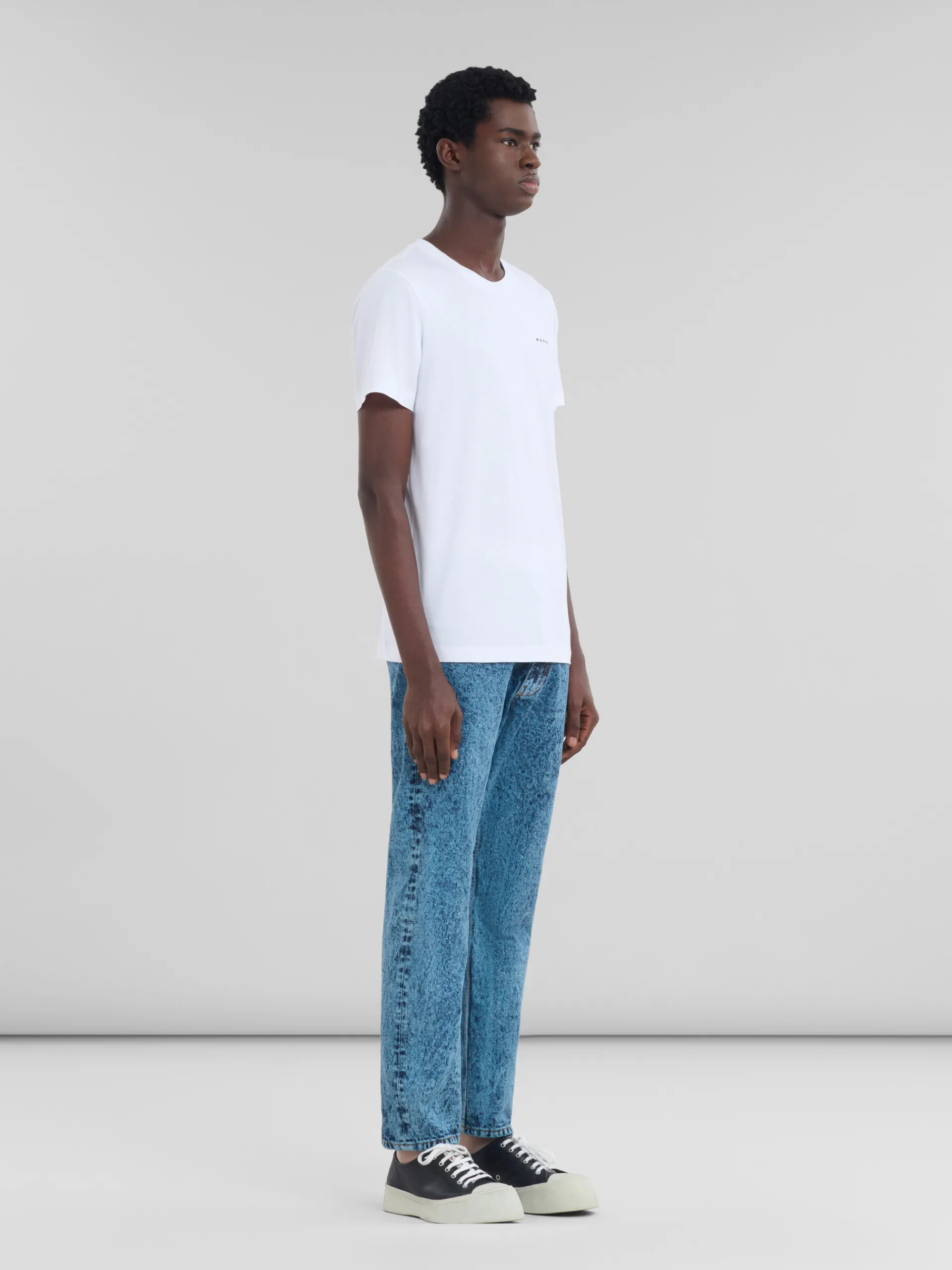 Tops & T-Shirts>Marni White Organic Cotton T-shirt With Mini Logo LILYWHITE