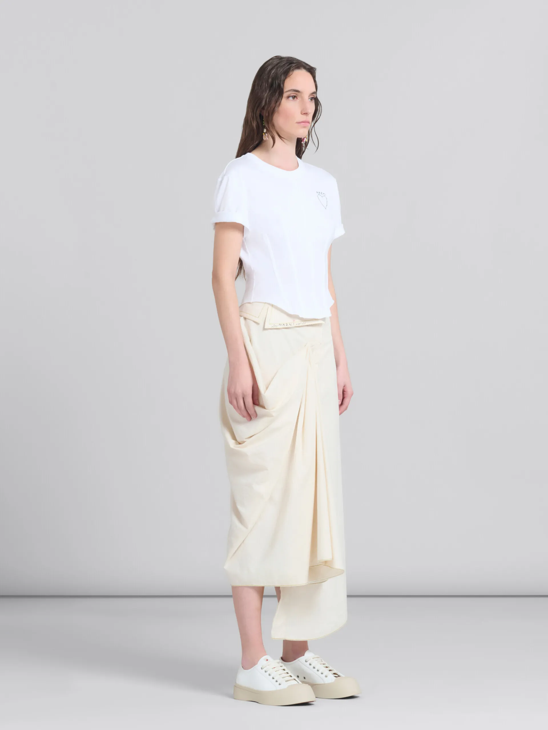 Tops & T-Shirts>Marni White Organic Jersey Corset T-shirt LILYWHITE