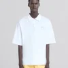 Tops & T-Shirts>Marni White Organic Jersey Polo Shirt With Back Print LILYWHITE