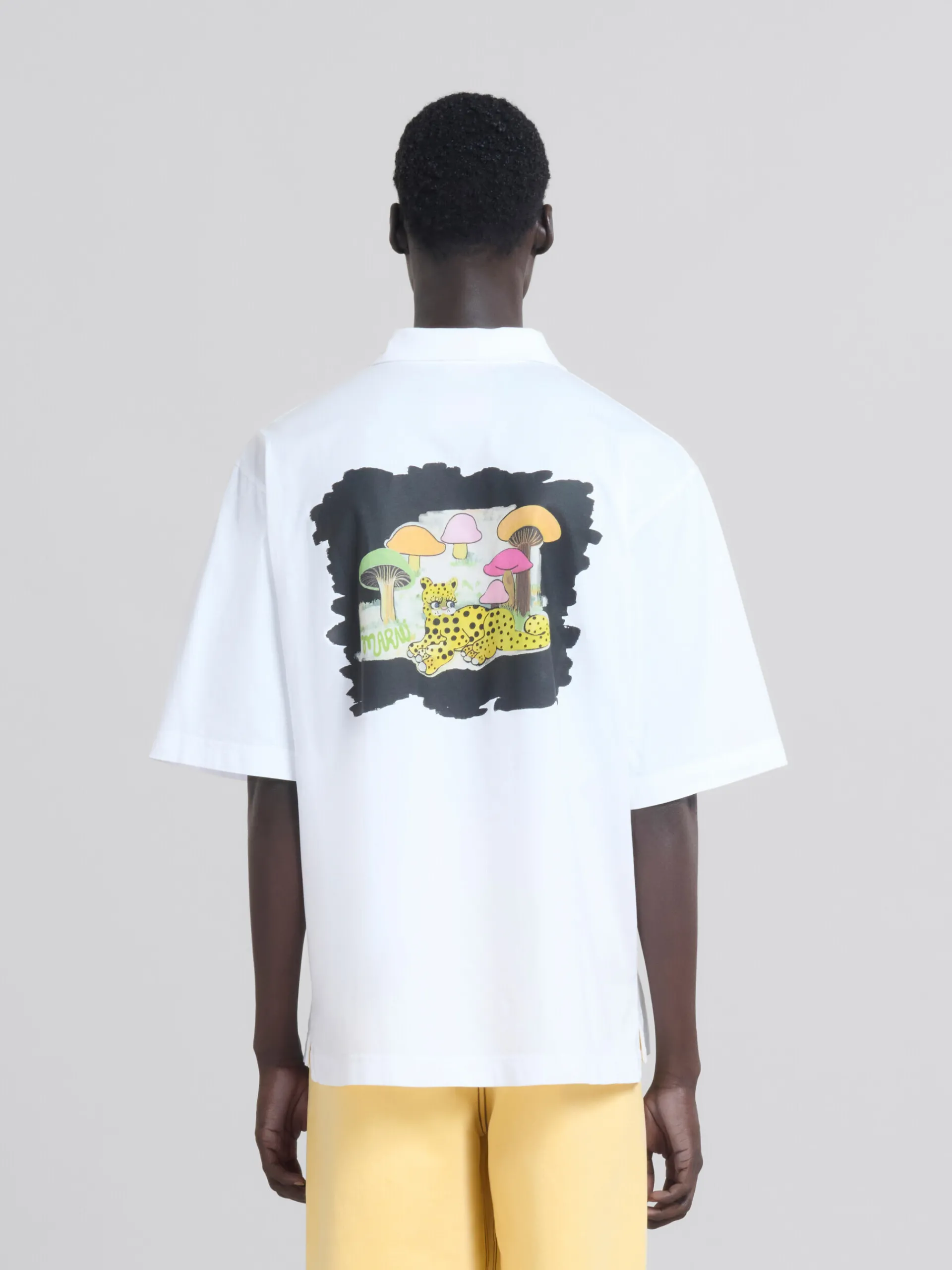 Tops & T-Shirts>Marni White Organic Jersey Polo Shirt With Back Print LILYWHITE