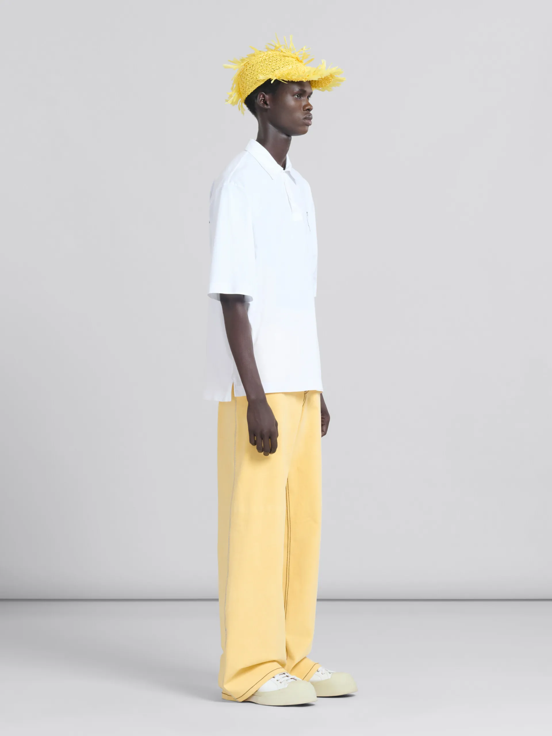 Tops & T-Shirts>Marni White Organic Jersey Polo Shirt With Back Print LILYWHITE