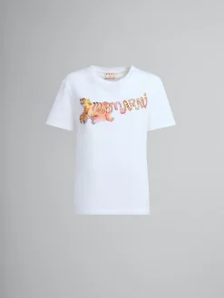 Tops & T-Shirts>Marni White Organic Jersey Regular-fit T-shirt With Print LILYWHITE