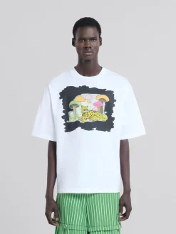 Tops & T-Shirts>Marni White Organic Jersey Relaxed-fit T-shirt With Print LILYWHITE