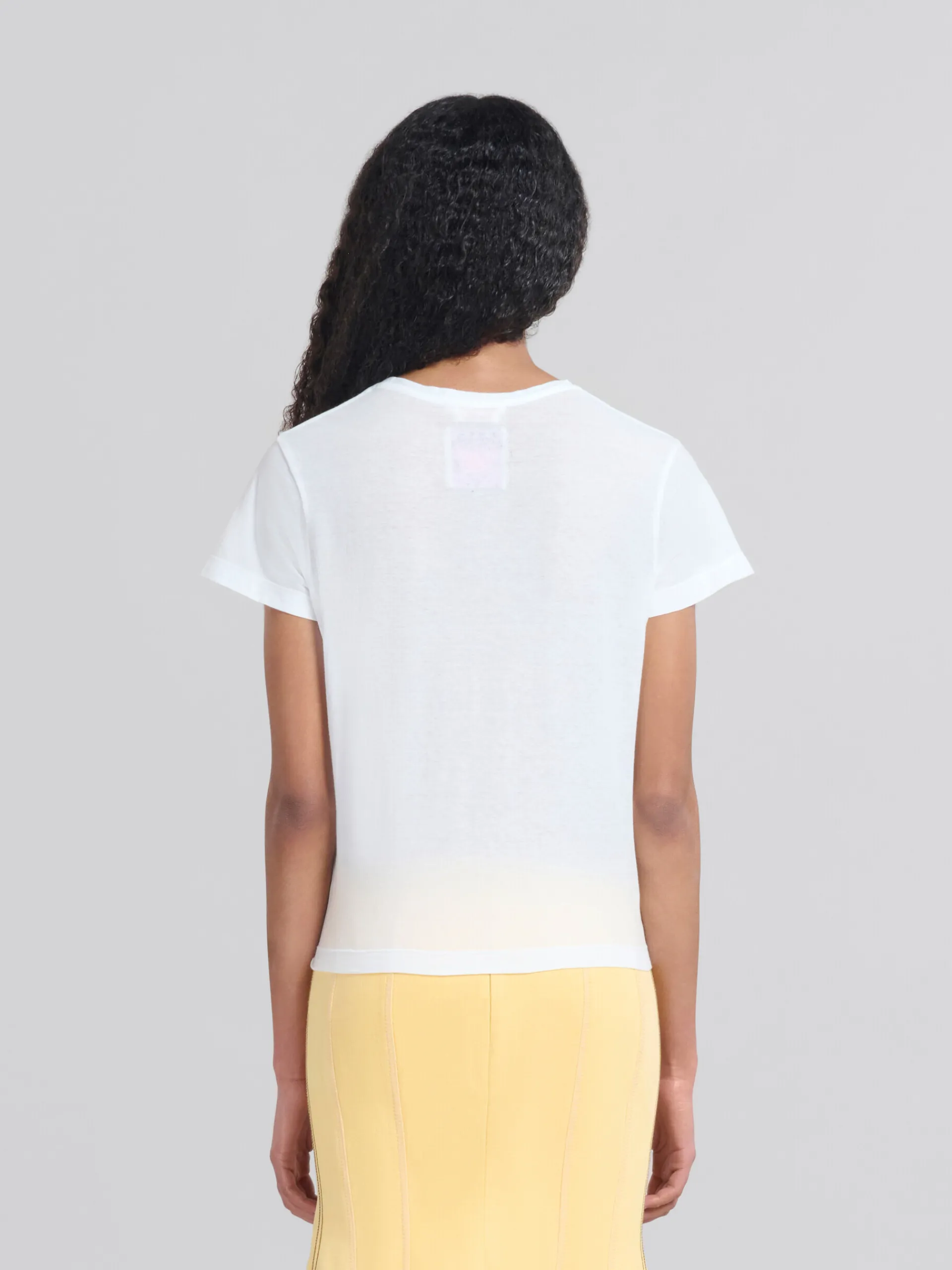 Tops & T-Shirts>Marni White Organic Jersey Slim-fit T-shirt With Print LILYWHITE
