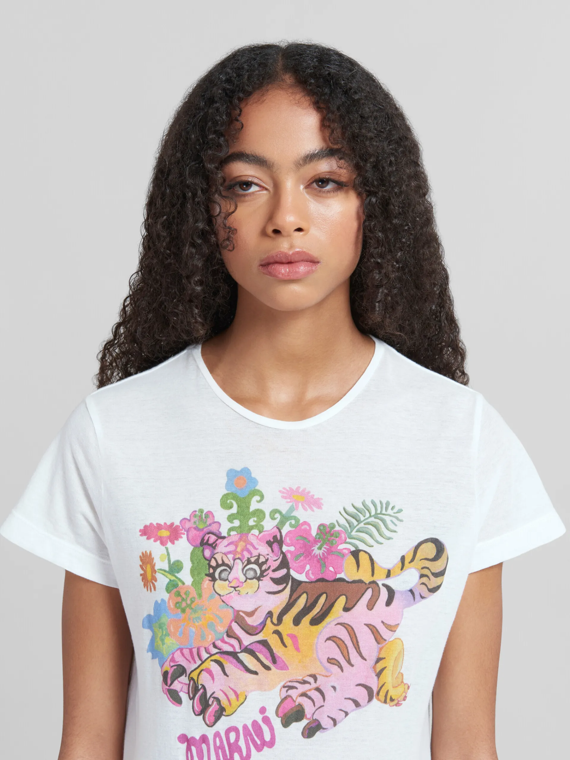 Tops & T-Shirts>Marni White Organic Jersey Slim-fit T-shirt With Print LILYWHITE