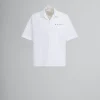 Tops & T-Shirts>Marni White Organic Poplin Bowling Shirt With Hidden Logo LILYWHITE