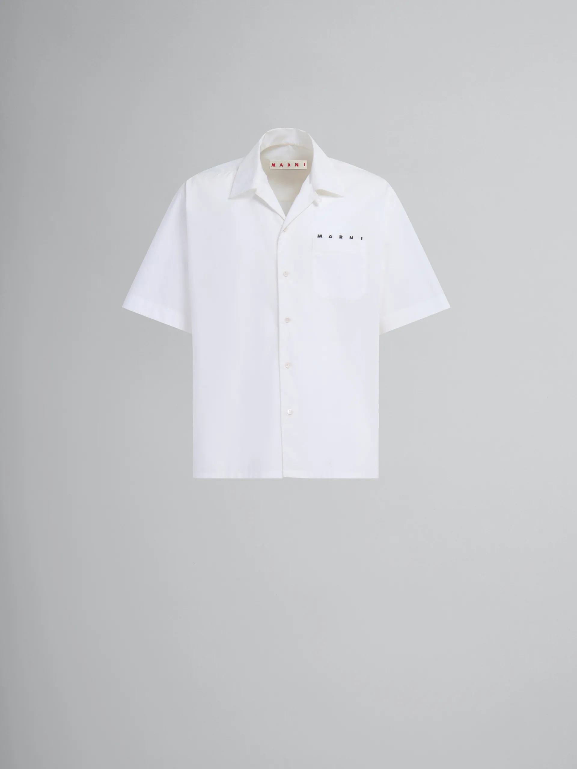 Tops & T-Shirts>Marni White Organic Poplin Bowling Shirt With Hidden Logo LILYWHITE