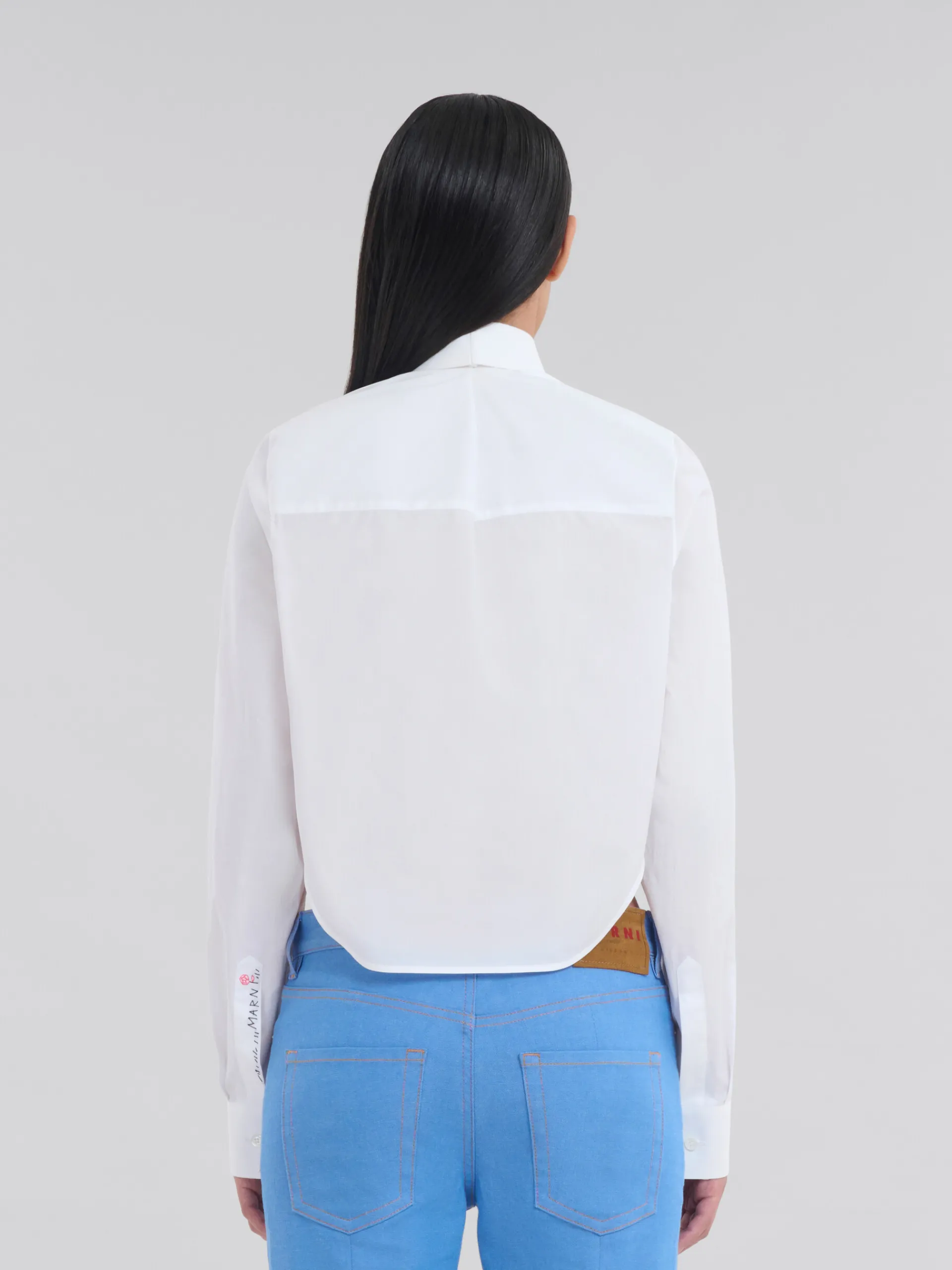 Tops & T-Shirts>Marni White Organic Poplin Cropped Shirt LILYWHITE